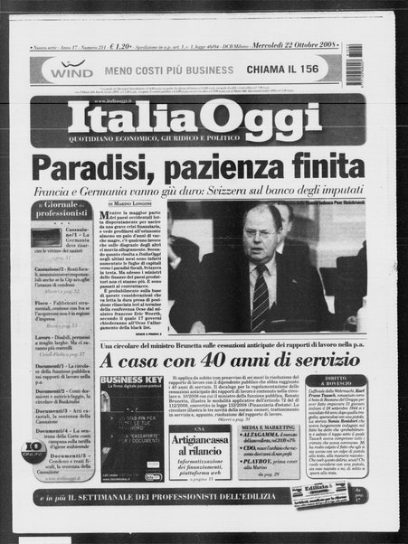 Italia oggi : quotidiano di economia finanza e politica